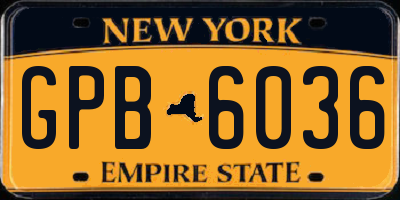 NY license plate GPB6036