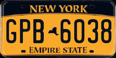 NY license plate GPB6038