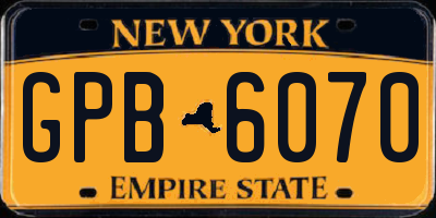 NY license plate GPB6070