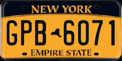 NY license plate GPB6071