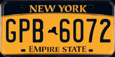 NY license plate GPB6072