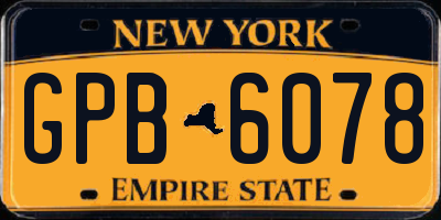 NY license plate GPB6078