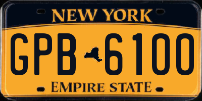 NY license plate GPB6100