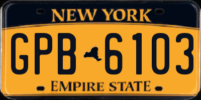 NY license plate GPB6103