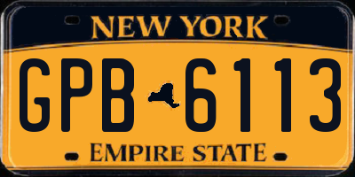 NY license plate GPB6113