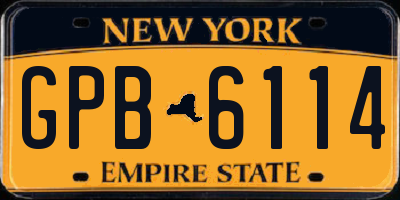 NY license plate GPB6114