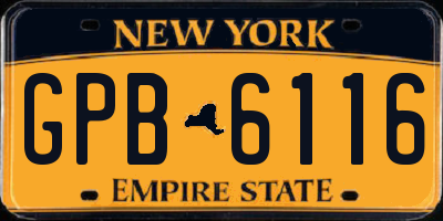 NY license plate GPB6116