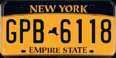 NY license plate GPB6118
