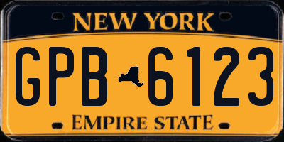 NY license plate GPB6123