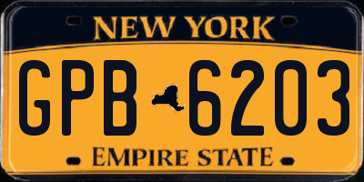 NY license plate GPB6203