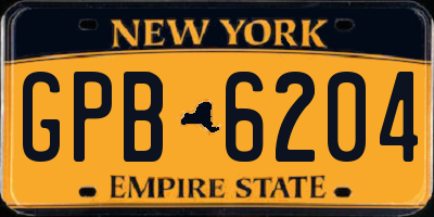 NY license plate GPB6204