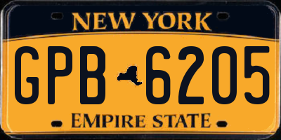 NY license plate GPB6205