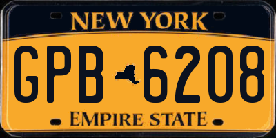 NY license plate GPB6208