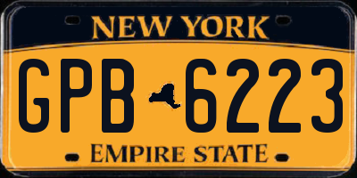NY license plate GPB6223