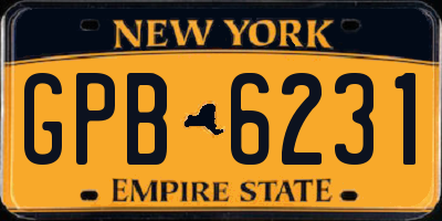 NY license plate GPB6231