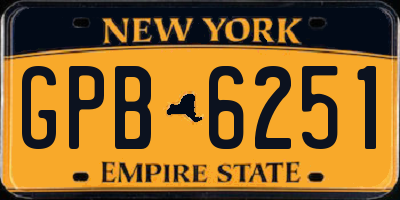 NY license plate GPB6251