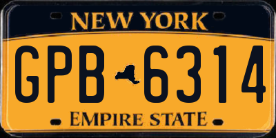 NY license plate GPB6314