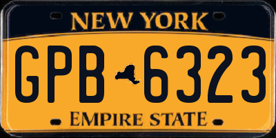 NY license plate GPB6323