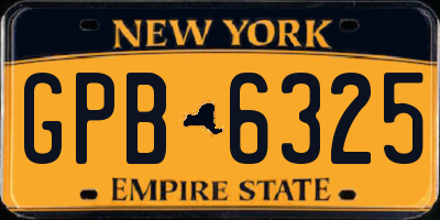 NY license plate GPB6325