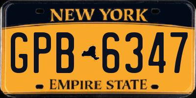 NY license plate GPB6347
