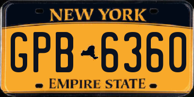 NY license plate GPB6360