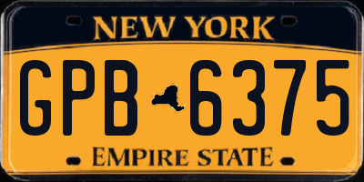 NY license plate GPB6375