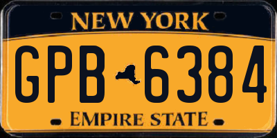 NY license plate GPB6384