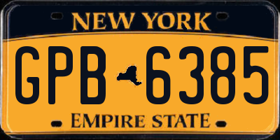 NY license plate GPB6385