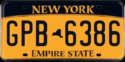 NY license plate GPB6386