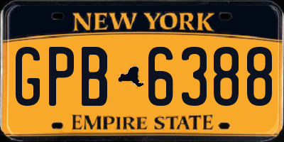 NY license plate GPB6388