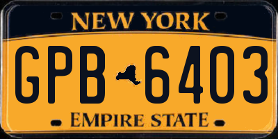 NY license plate GPB6403