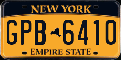 NY license plate GPB6410