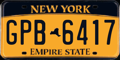 NY license plate GPB6417