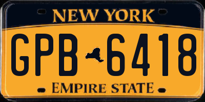 NY license plate GPB6418