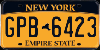 NY license plate GPB6423