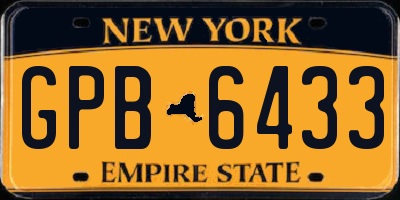 NY license plate GPB6433