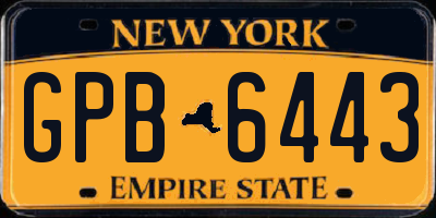 NY license plate GPB6443