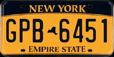 NY license plate GPB6451