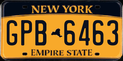 NY license plate GPB6463