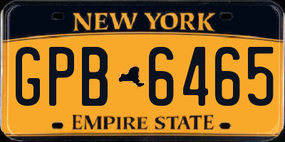 NY license plate GPB6465