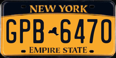 NY license plate GPB6470