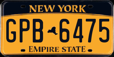 NY license plate GPB6475