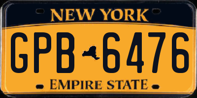 NY license plate GPB6476