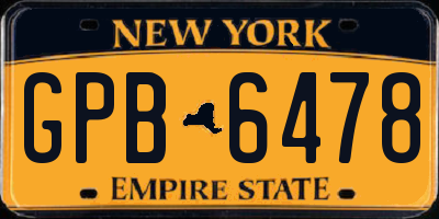 NY license plate GPB6478