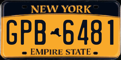 NY license plate GPB6481