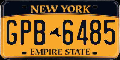 NY license plate GPB6485