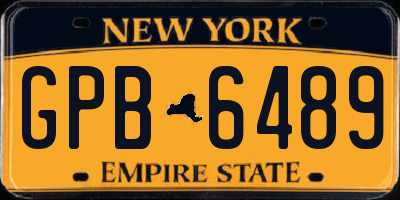 NY license plate GPB6489