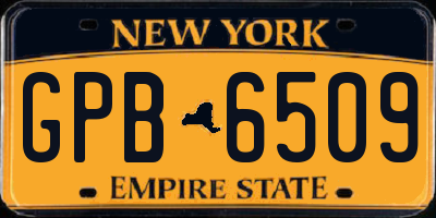 NY license plate GPB6509