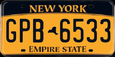 NY license plate GPB6533