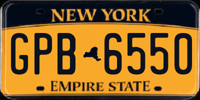 NY license plate GPB6550
